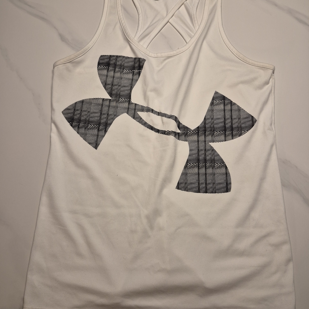 Under Armour White Tank Top with Gray Logo